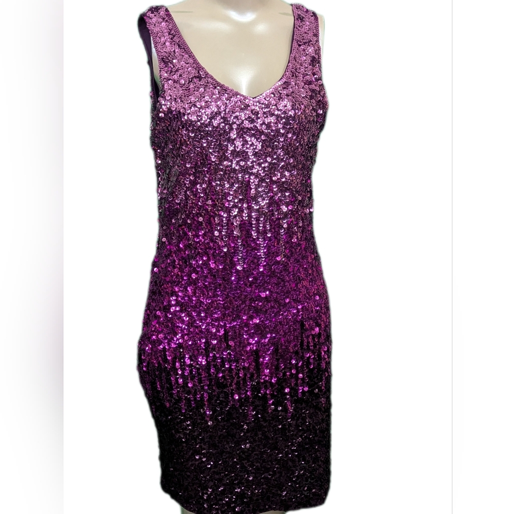 Maner Sequin Ombre Dress in Pink and Purple Size Medium NWOT